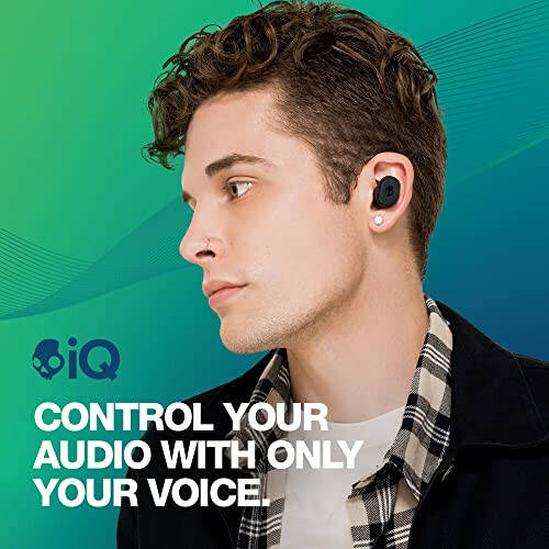 Skullcandy Grind In-Ear Wireless Earbuds, 40 Hr Battery, Skull-iQ, Alexa Enabled, Microphone, Works with iPhone Android and Bluetooth Devices - Dark Blue/Green - 3