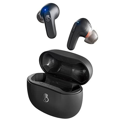 Skullcandy Rail Quloq ichki simsiz quloqchinlari, 42 soat batareya, Skull-iQ, Alexa bilan ishlaydi, Mikrofon, iPhone Android va Bluetooth qurilmalari bilan ishlaydi - Qora - 1