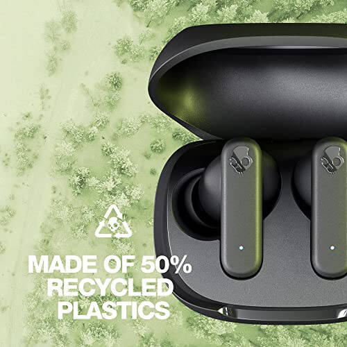 Skullcandy Smokin' Buds Беспроводные наушники-вкладыши, 20 часов автономной работы, 50% переработанного пластика, микрофон, работает с iPhone Android и Bluetooth-устройствами - черный - 4