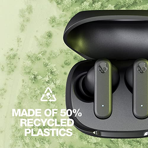 Skullcandy Smokin' Buds Quloq ichiga kiyiladigan Simsiz Quloqchinlar, 20 soatlik Batareya, 50% Qayta Tiklangan Plastik, Mikrofon, iPhone Android va Bluetooth Qurilmalari bilan Ishlaydi - Qora - 4