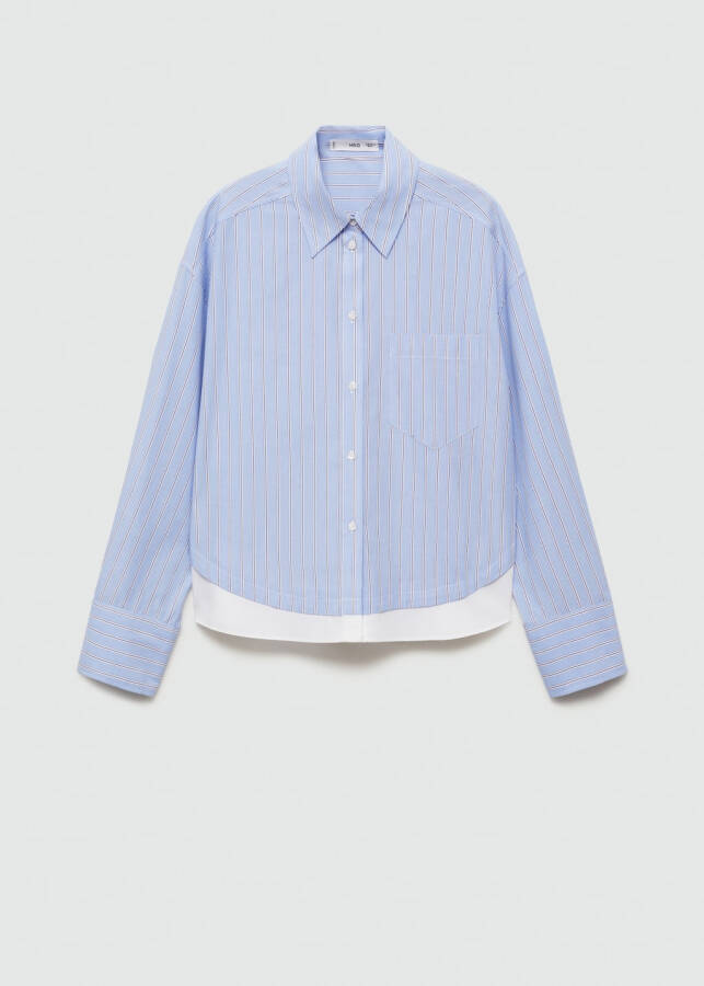 Sky blue shirt with contrasting color stripes. - 3