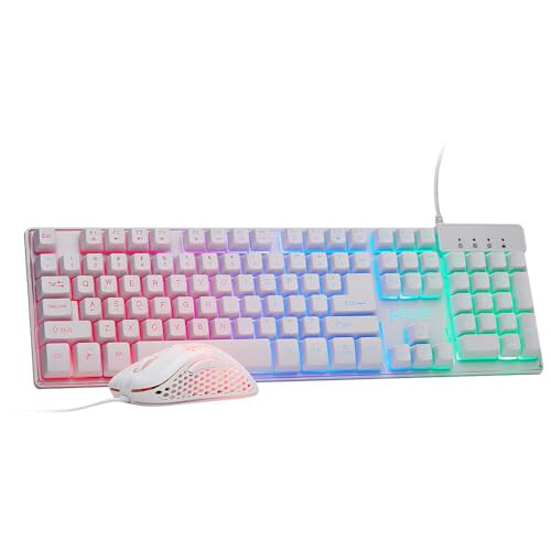 Skytech Gaming Classic RGB Gaming Mouse & Keyboard Combo, Customizable Chroma RGB Lighting, Max 6200 DPI & 104 Keys USB Wired Mouse & Keyboard, Ergonmic Comfortable Feel Design, Color White - 1