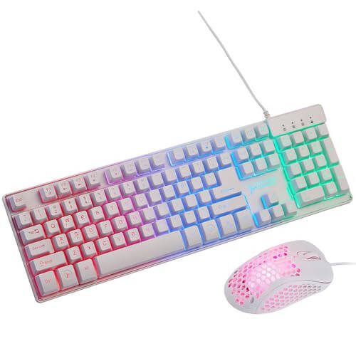 Skytech Gaming Classic RGB Gaming Mouse & Keyboard Combo, Customizable Chroma RGB Lighting, Max 6200 DPI & 104 Keys USB Wired Mouse & Keyboard, Ergonmic Comfortable Feel Design, Color White - 3