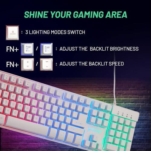 Skytech Gaming Classic RGB Gaming Mouse & Keyboard Combo, Customizable Chroma RGB Lighting, Max 6200 DPI & 104 Keys USB Wired Mouse & Keyboard, Ergonmic Comfortable Feel Design, Color White - 4