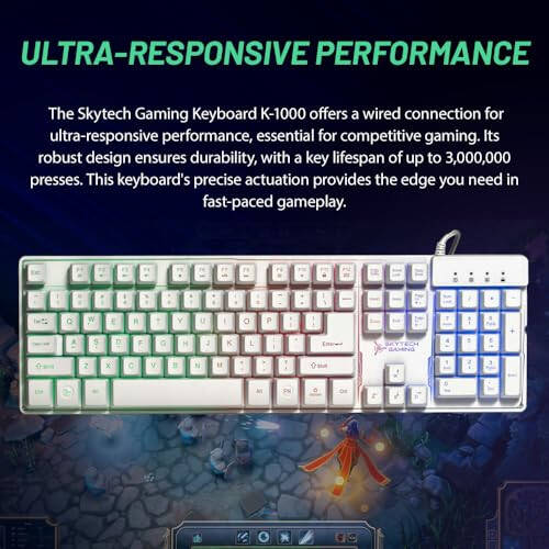 Skytech Gaming Classic RGB Gaming Mouse & Keyboard Combo, Customizable Chroma RGB Lighting, Max 6200 DPI & 104 Keys USB Wired Mouse & Keyboard, Ergonmic Comfortable Feel Design, Color White - 5