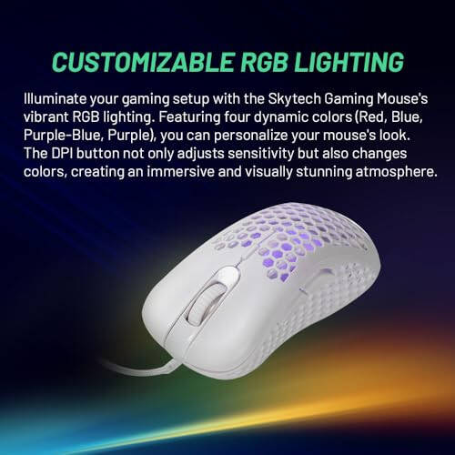 Skytech Gaming Classic RGB O'yin Sichqoncha & Klaviatura Kombos, Sozlash mumkin bo'lgan Xroma RGB Yoritish, Maksimal 6200 DPI & 104 Tugmali USB Simli Sichqoncha & Klaviatura, Ergonomik Qulay His qilish Dizayni, Rang Oq - 6