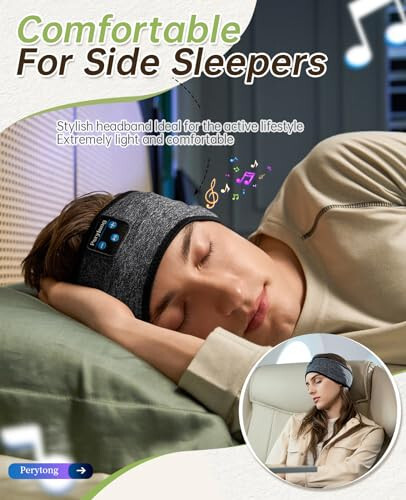 Sleep Headphones Bluetooth Headband Sleeping Headphones Headband Wireless Sleep Headband with Comfortable Earbuds for Side Sleepers, Sleeping Eye Mask for Women Men Workout Running Cool Gifts - 3