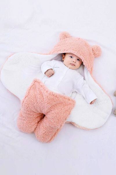 Sleeping Bag Newborn Hooded Swaddle Blanket Plush Baby Outer Swaddle - 13