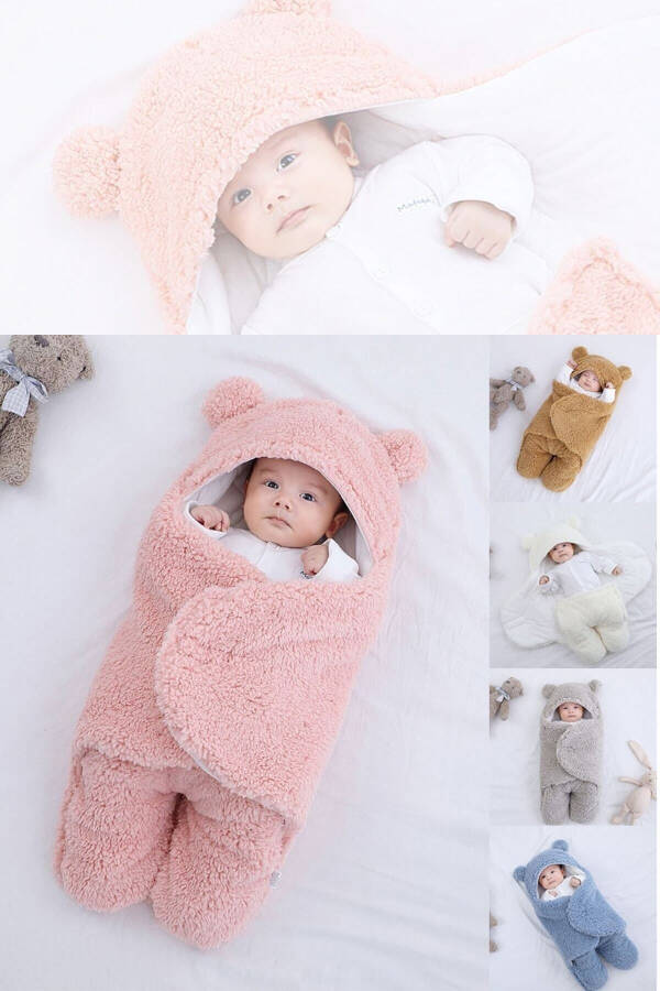 Sleeping Bag Newborn Hooded Swaddle Blanket Plush Baby Outer Swaddle - 15