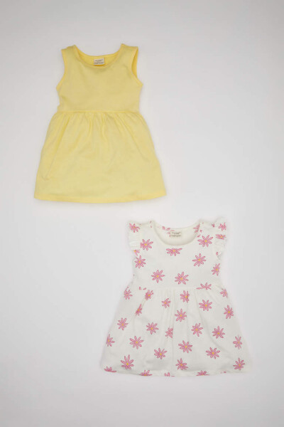 Sleeveless 2-Piece Dress Set with Baby Girl Pattern - 1