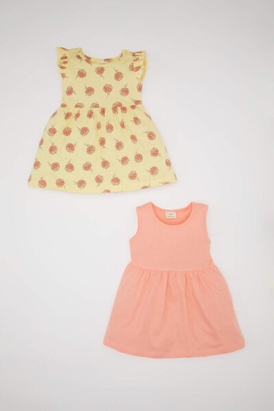 Sleeveless 2-Piece Dress with Baby Girl Pattern Salmon - 1