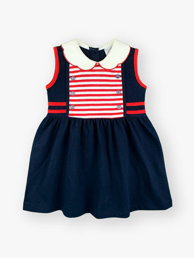 Sleeveless Baby Girl Dress with Baby Collar - 1