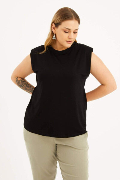 Sleeveless Basic T-Shirt with Ruffles - 1