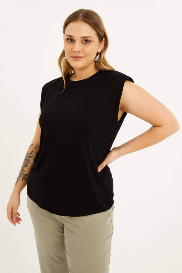 Sleeveless Basic T-Shirt with Ruffles - 3