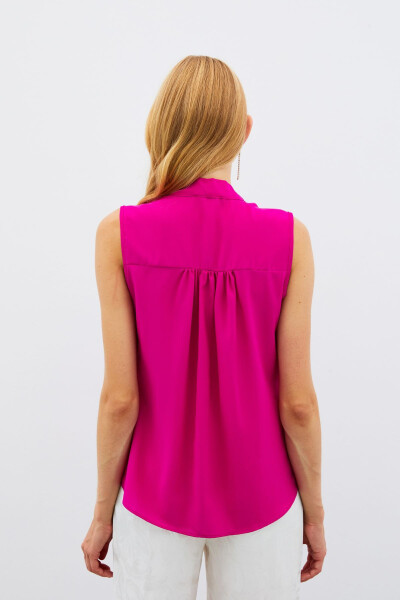 Sleeveless Blouse with Scarf - Fuchsia - 7