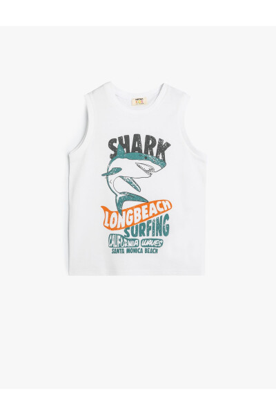 Sleeveless Cotton Tank Top with Shark Print - 4