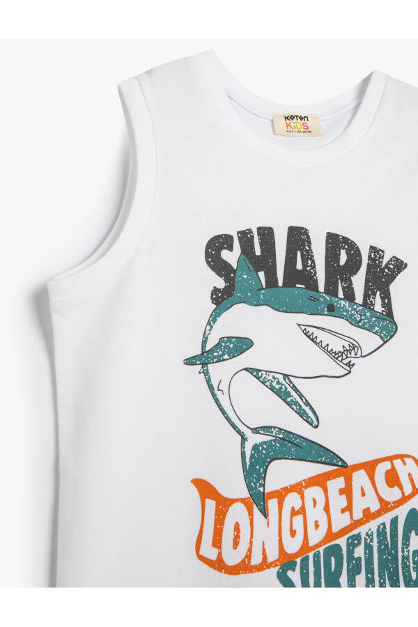 Sleeveless Cotton Tank Top with Shark Print - 6