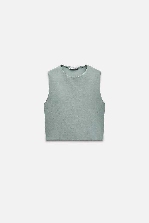 Sleeveless Crop Top - Sea Green - 5