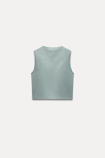 Sleeveless Crop Top - Sea Green - 6