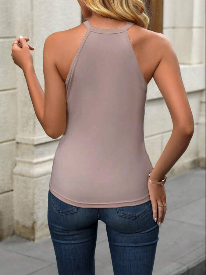 Sleeveless, cross V-neck, side-ruched viscose blouse. - 3