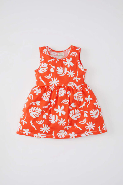 Sleeveless Dress with Baby Girl Design Coral - 1