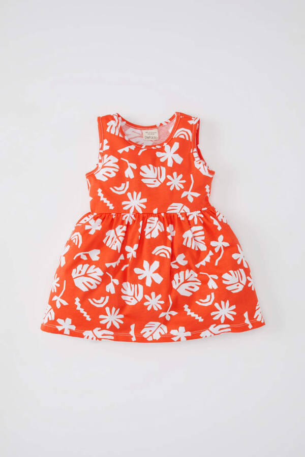 Sleeveless Dress with Baby Girl Design Coral - 1