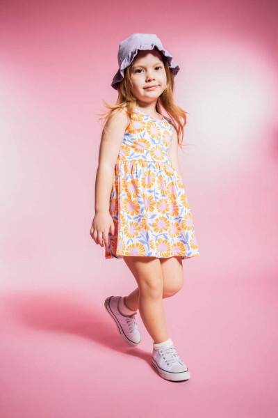 Sleeveless Dress with Baby Girl Pattern Sand - 1