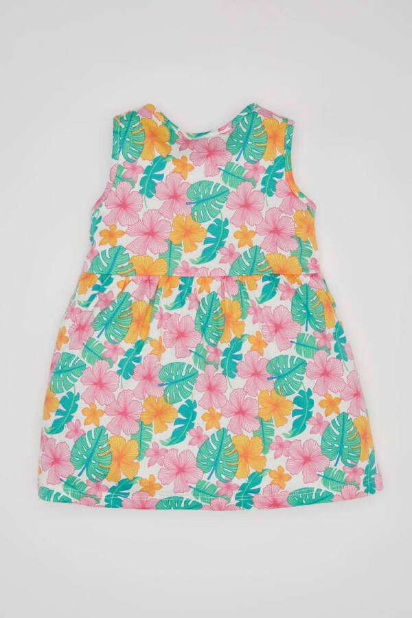 Sleeveless Dress with Girl Baby Pattern Ecru - 7