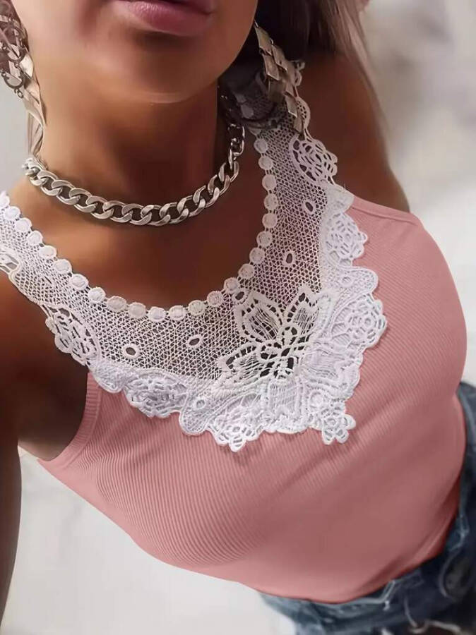 Sleeveless lace collar corset blouse - 1