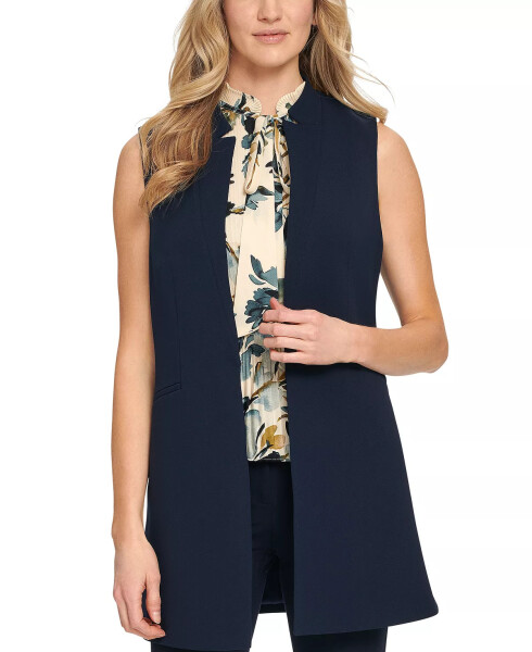 Sleeveless Lapel Vest Navy - 1