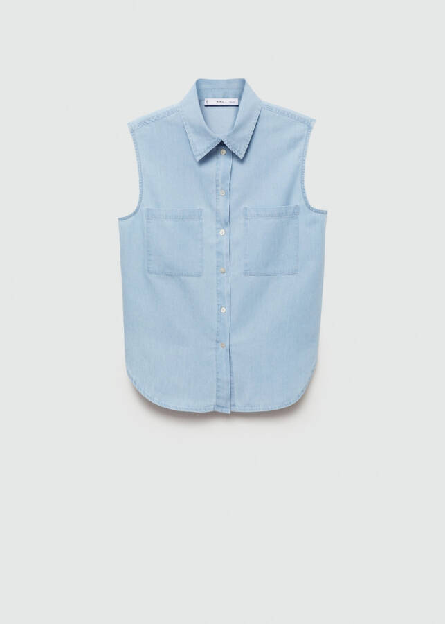 Sleeveless light blue denim shirt - 1