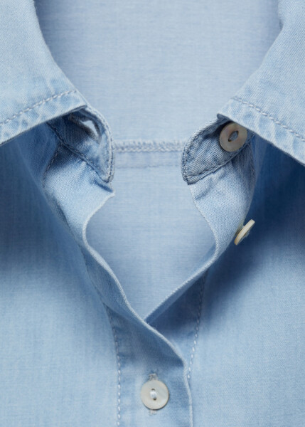 Sleeveless light blue denim shirt - 5