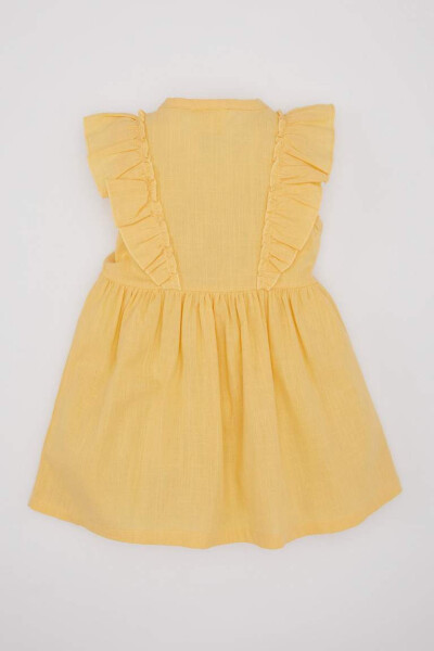 Sleeveless Linen Look Dress for Baby Girls Yellow - 7