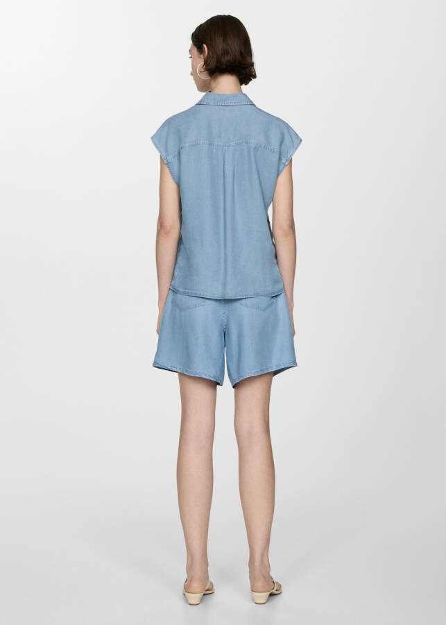 Sleeveless lyocell shirt - Light Blue - 4