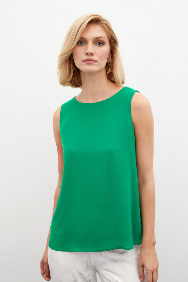 Sleeveless Oversized Blouse - Green - 1