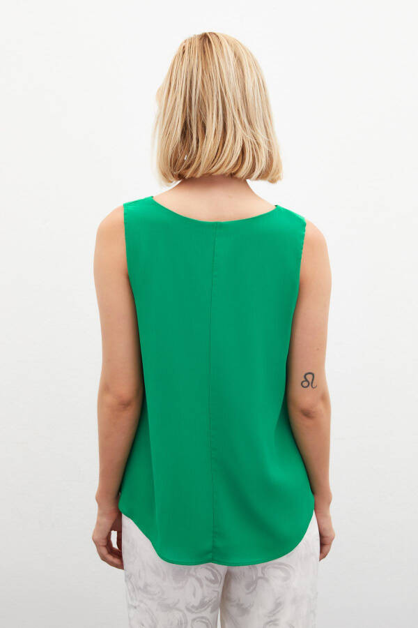 Sleeveless Oversized Blouse - Green - 6