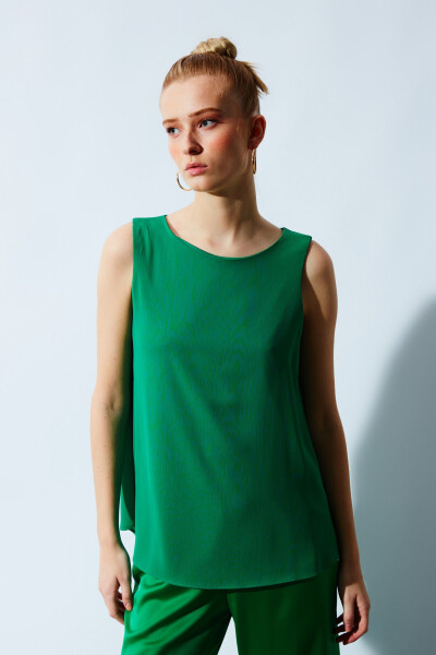 Sleeveless Oversized Blouse - Green - 8