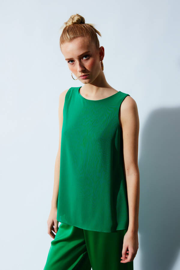 Sleeveless Oversized Blouse - Green - 9