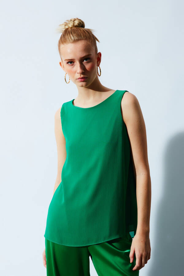 Sleeveless Oversized Blouse - Green - 11