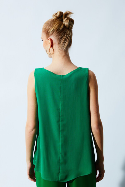 Sleeveless Oversized Blouse - Green - 12