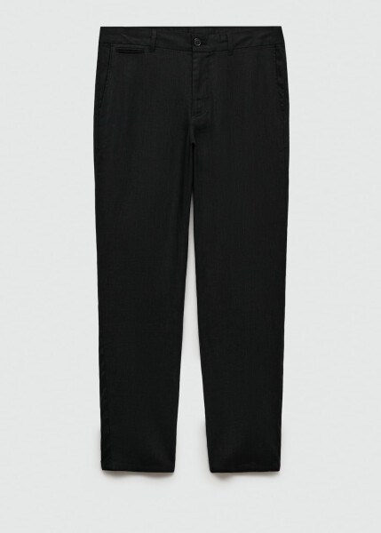 Slim fit, 100% linen black pants. - 1