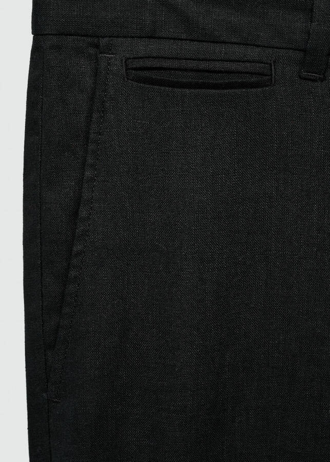 Slim fit, 100% linen black pants. - 7