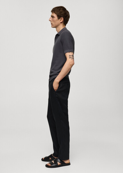 Slim fit, 100% linen black pants. - 9