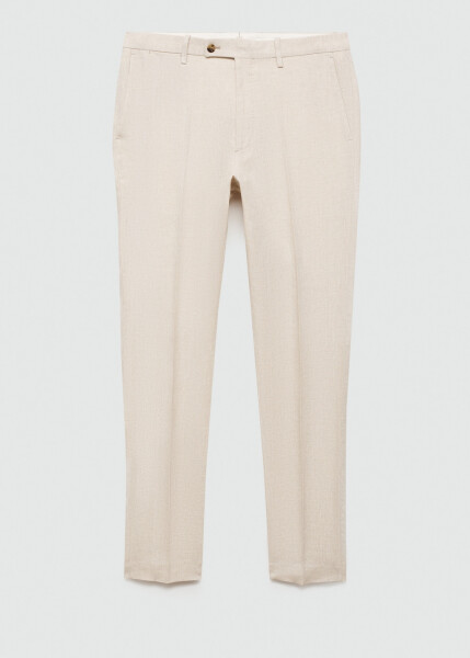 Slim fit 100% linen pants - Beige - 2