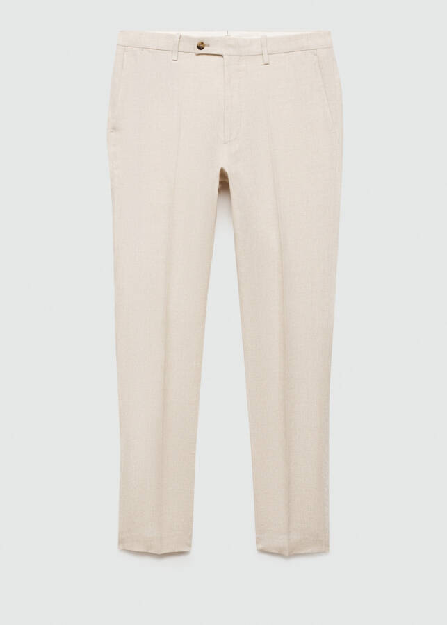 Slim fit 100% linen pants - Beige - 2