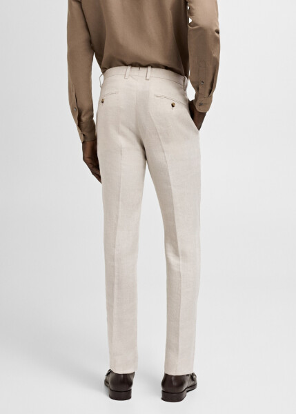 Slim fit 100% linen pants - Beige - 4