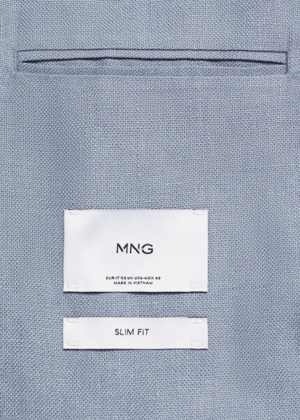 Slim fit, 100% linen, sky blue blazer jacket - 7