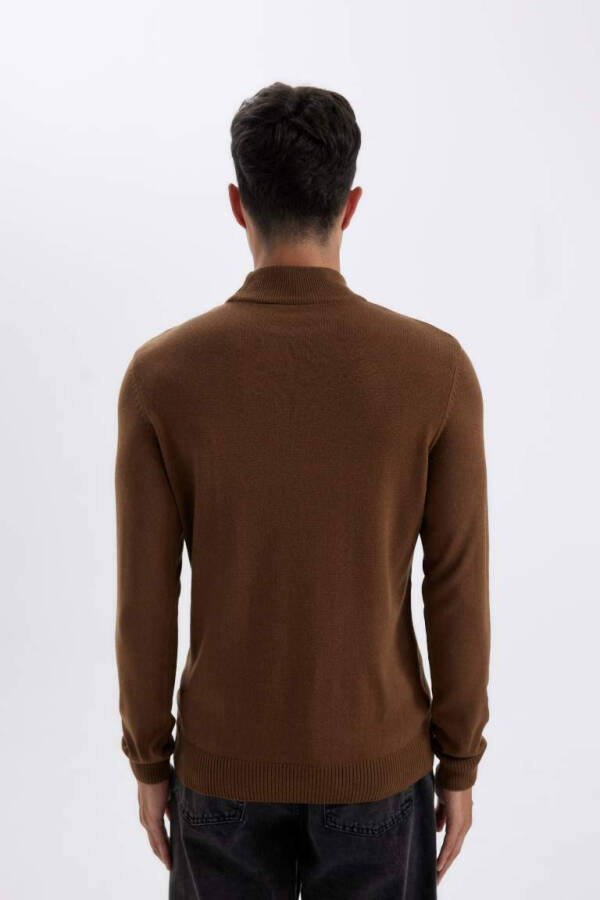 Slim Fit Balıkçı Yaka Kazak Camel - 6