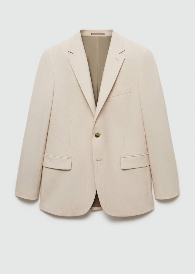 Slim fit, beige blazer jacket made of comfortable stretch fabric. - 1