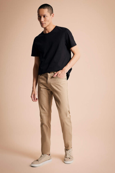 Slim fit beige chino pants - 1